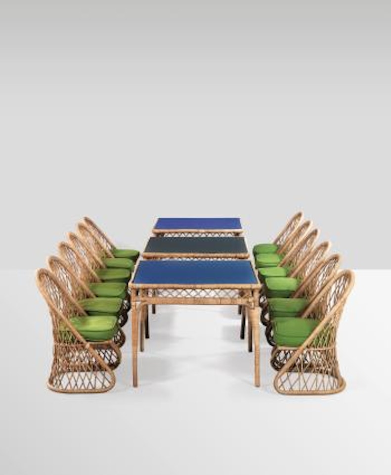 Deux Tables De Bridge Et Huit Chaises by Jean Royere