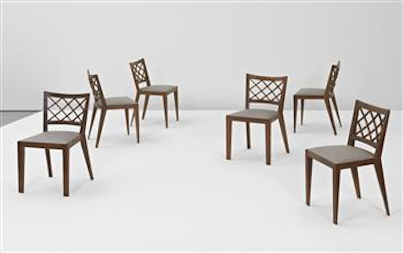 Set of six 'Écusson' dining chairs by Jean Royere