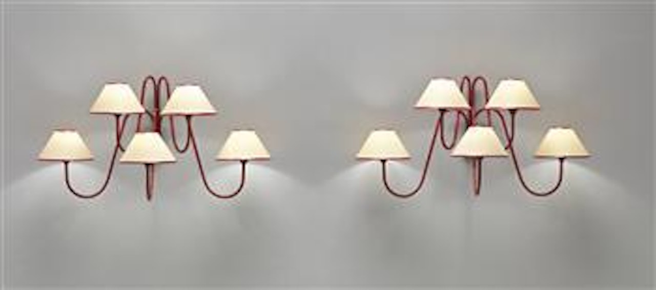 Pair of five-arm 'Bouquet' wall lights by Jean Royere
