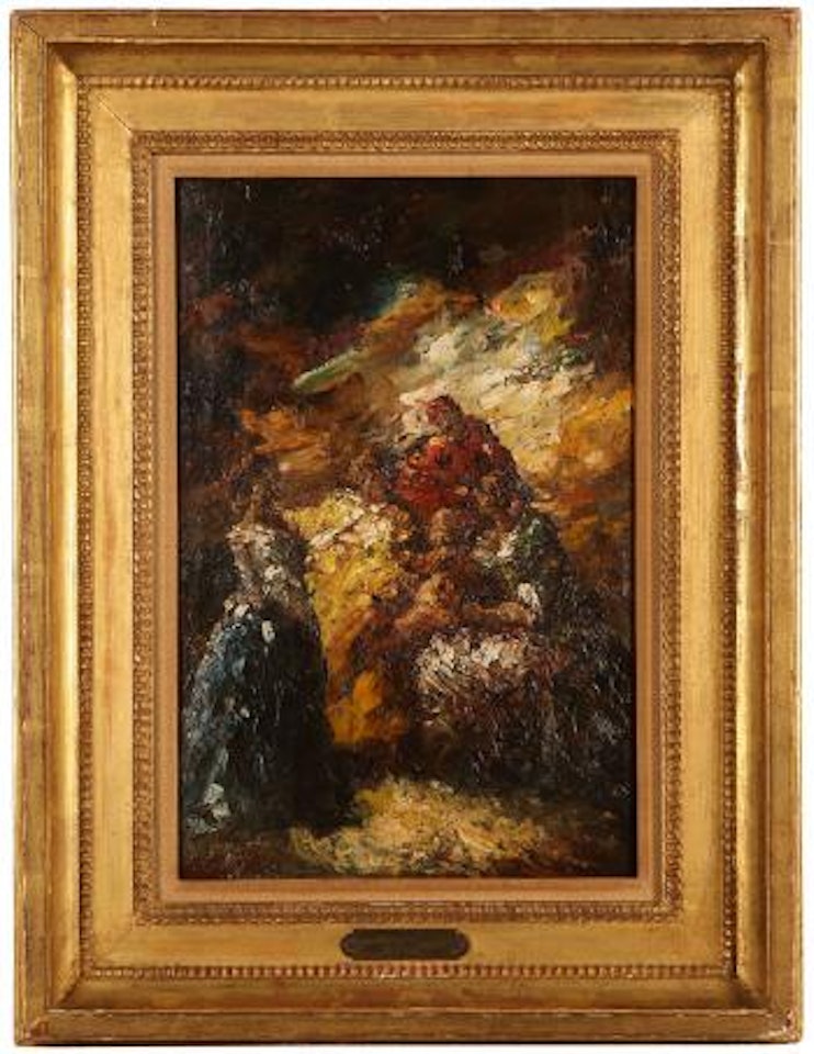 Expressionistic Figures in a Park Setting by Adolphe Monticelli