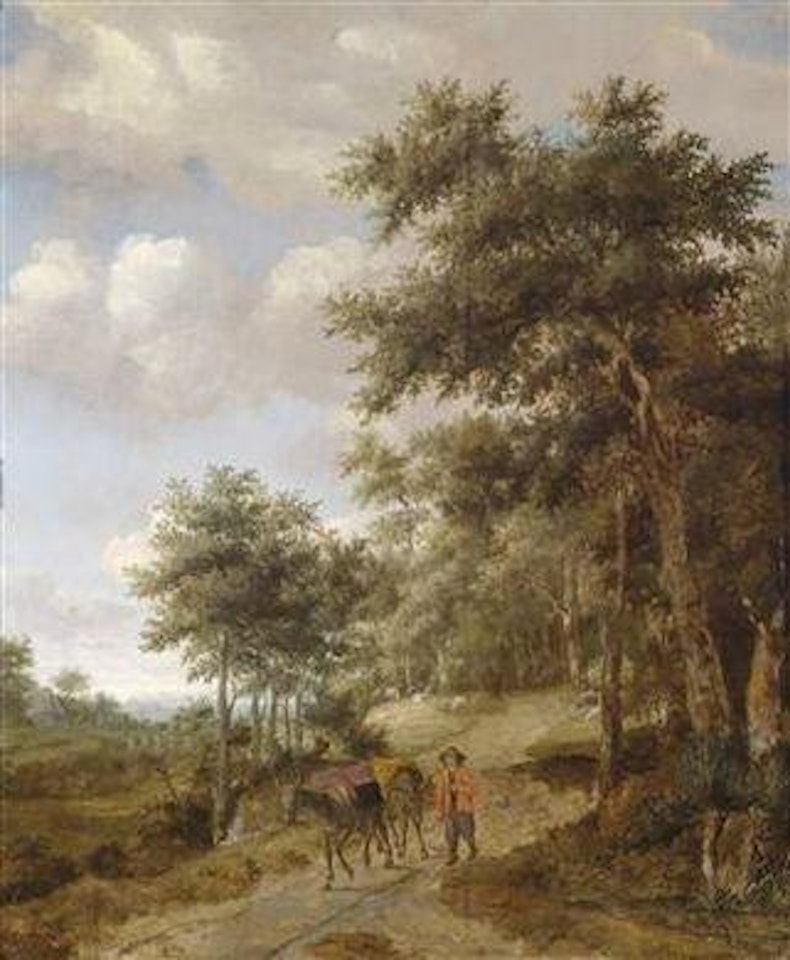 A peasant with hinnies on a woodland path by Jan Van Kessel The Elder