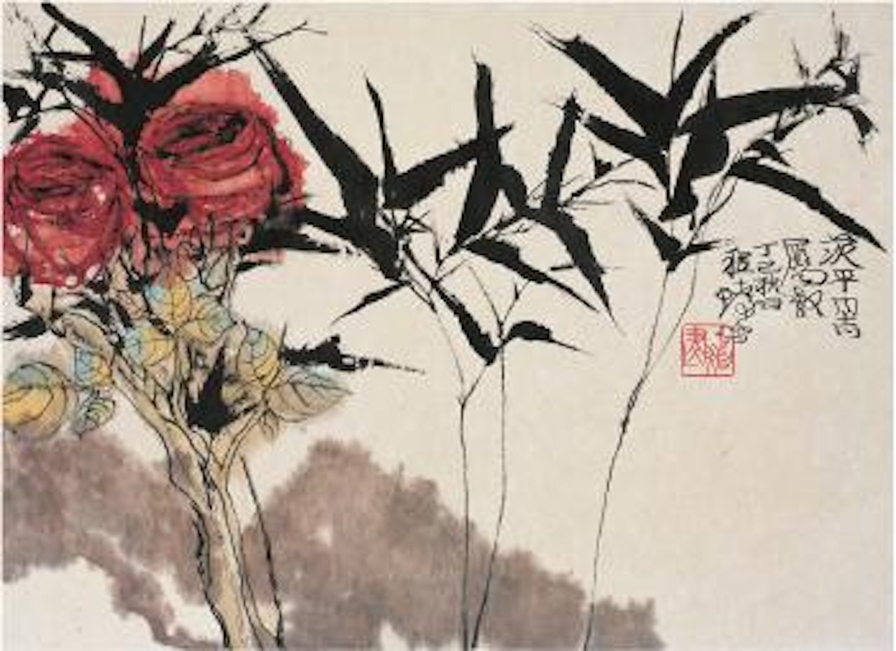 Rose and bamboo by Cheng Shifa