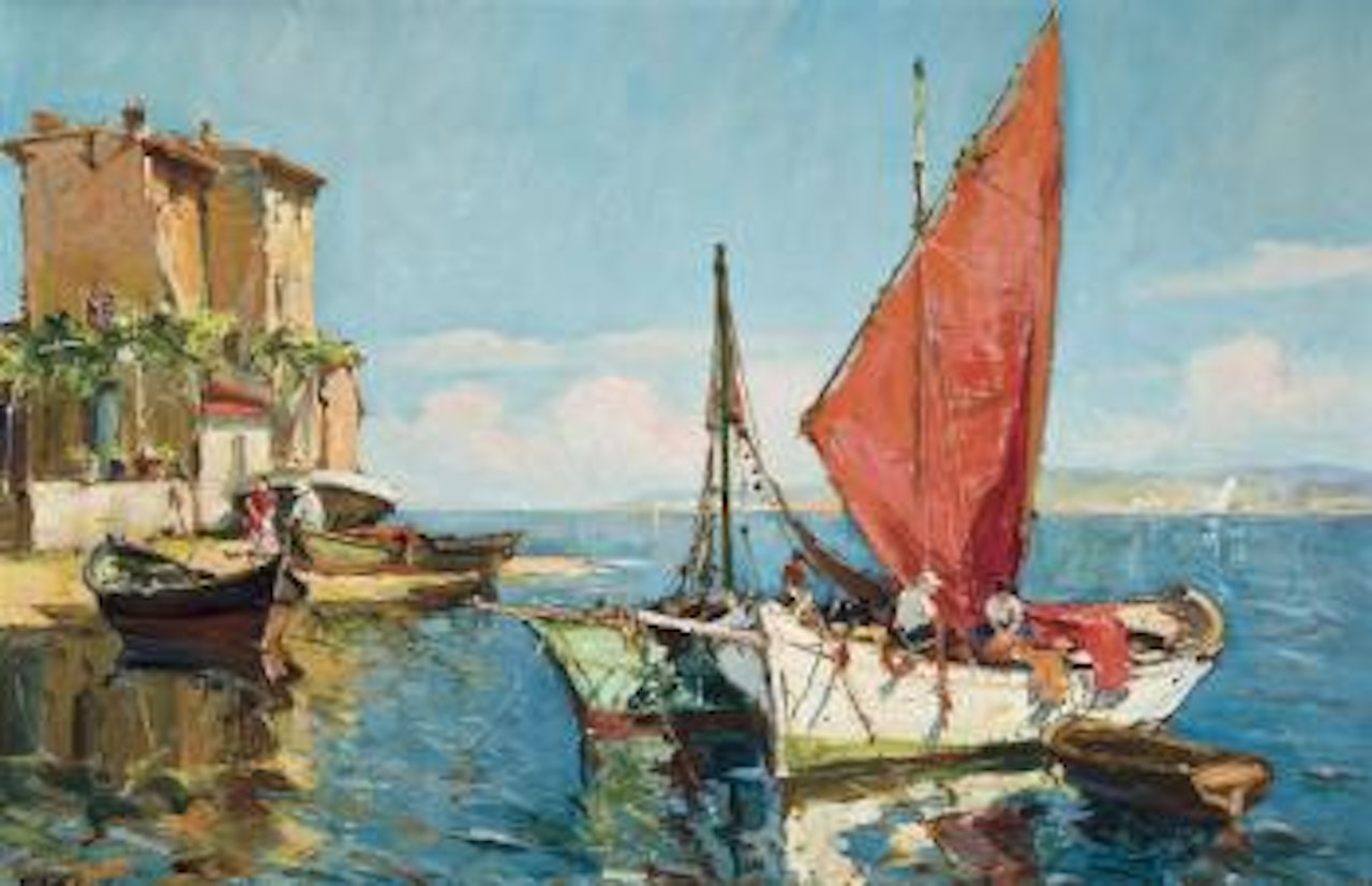 Bateau de pêche en Méditerranée by Georgij Aleksandrovic Lapschin