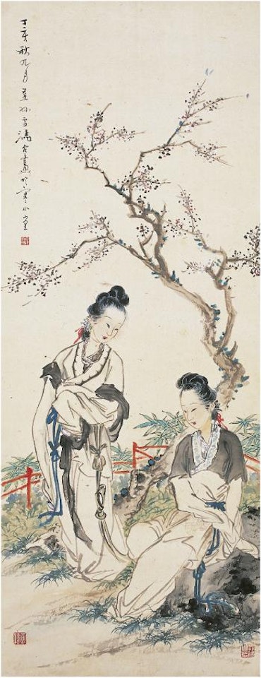 Two beauties by Wang Xuetao by Xu Cao