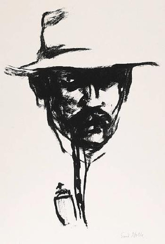 Kopf mit Pfeife, E.N. (Selbstbildnis) by Emil Nolde