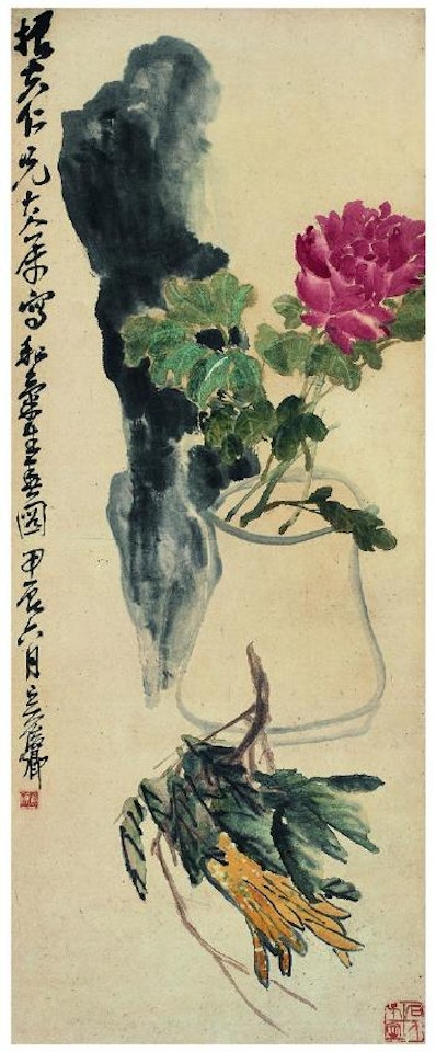 Peony in the bottle by Wu Changshuo