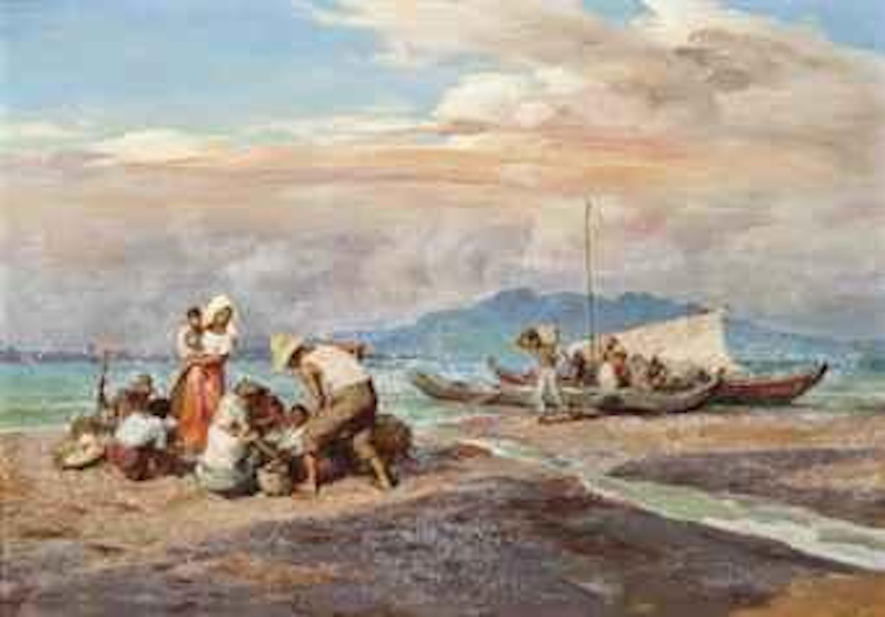 Unloading the days catch by Fernando Amorsolo