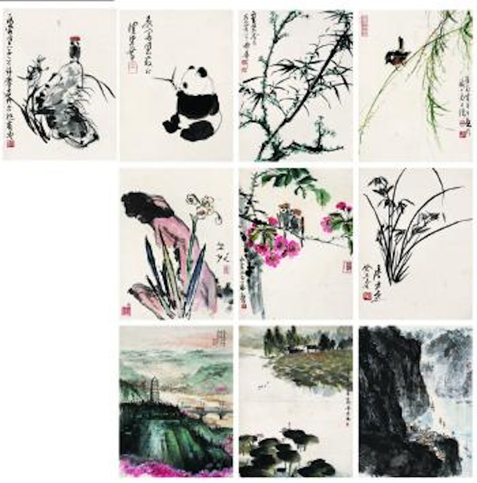 Flower and bird. Landscape by Chen Peiqiu  by Song Wenzhi  by Tang Yun  by Xie Zhiliu  by Ya Ming by Lu Yifei