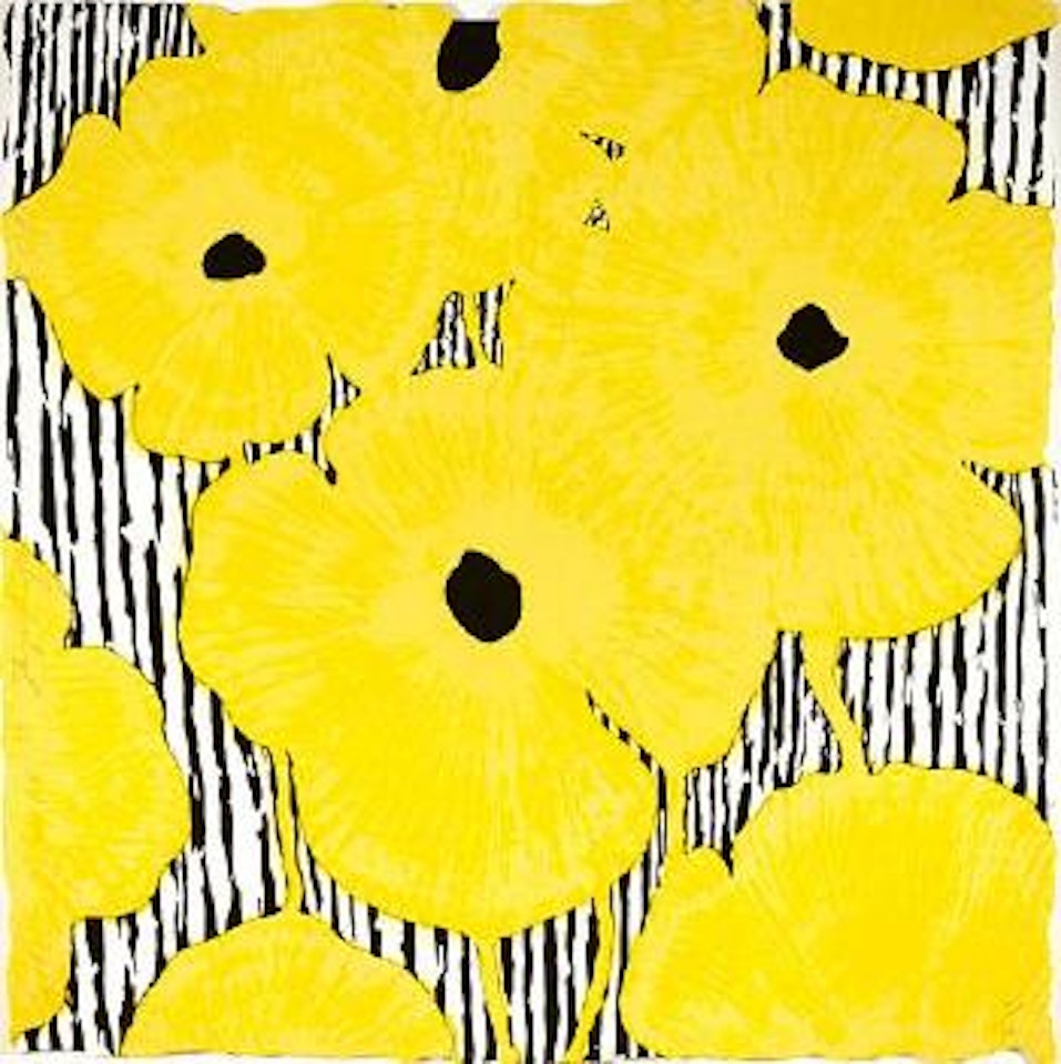 Yellow flowers on a striped ground, March 07 by Donald Sultan