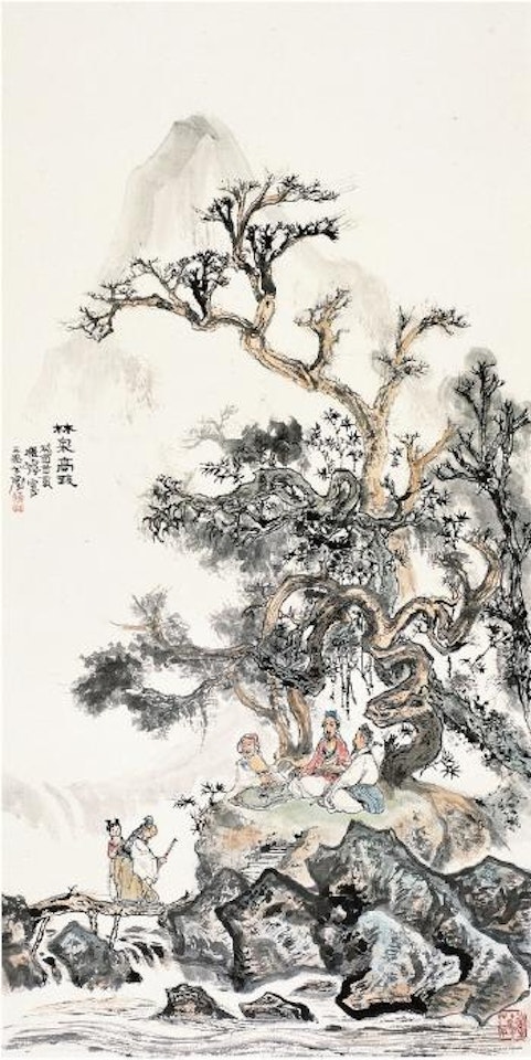 Scholars under the pine tree by Cheng Shifa