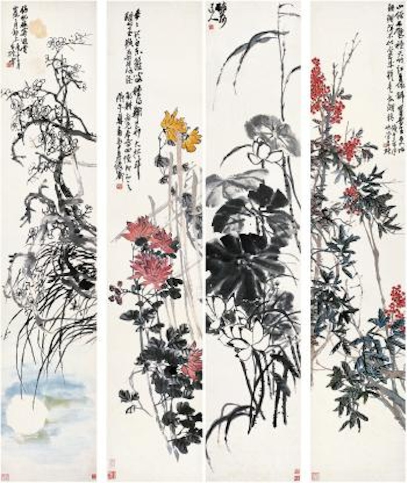 Flowers in four seasons by Wu Changshuo