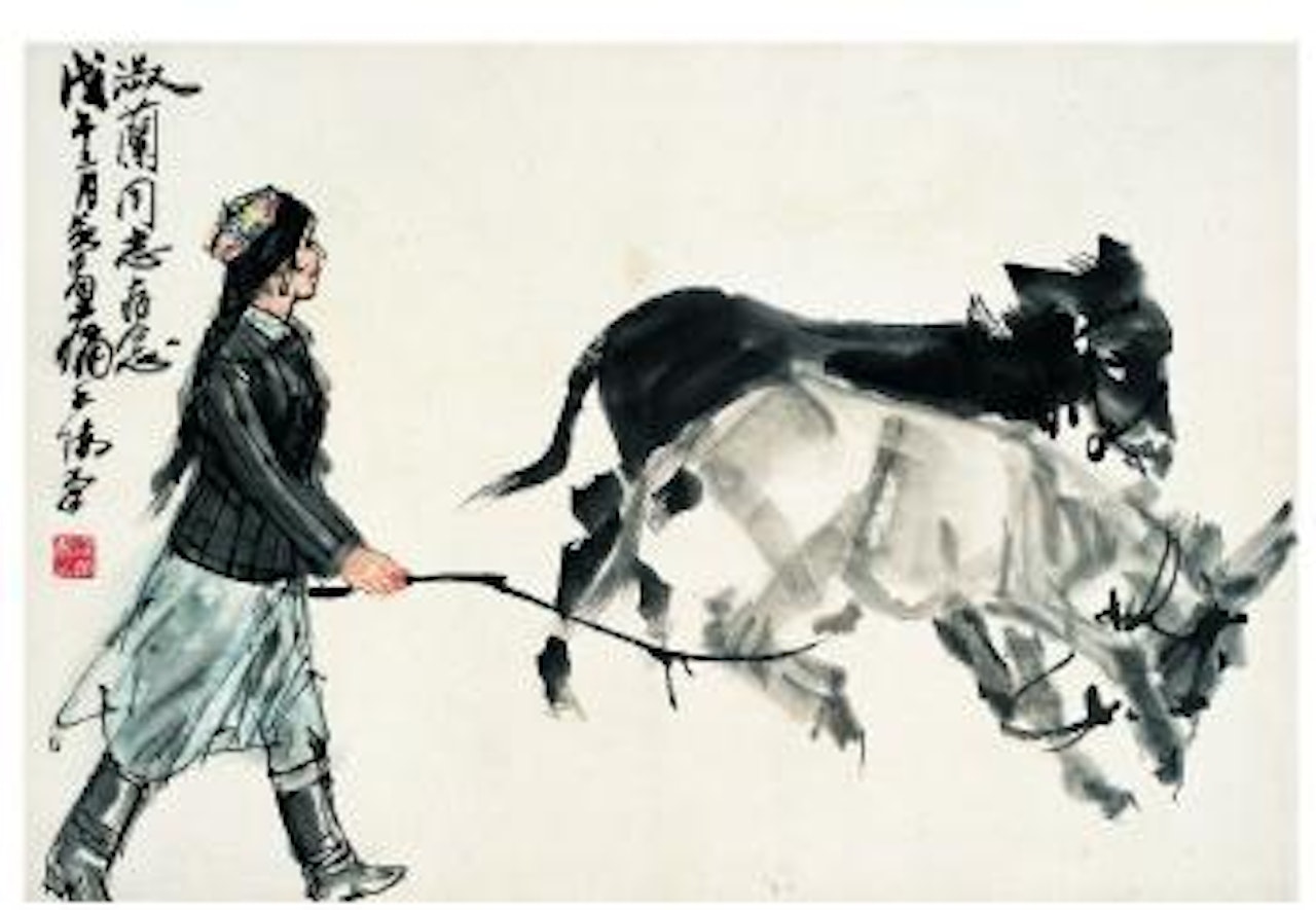 Driving the donkey by Huang Zhou