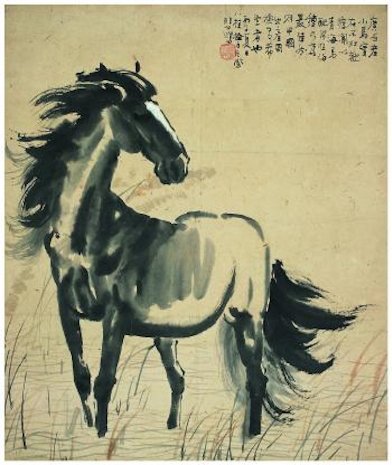 Horse at the riverside by Xu Beihong