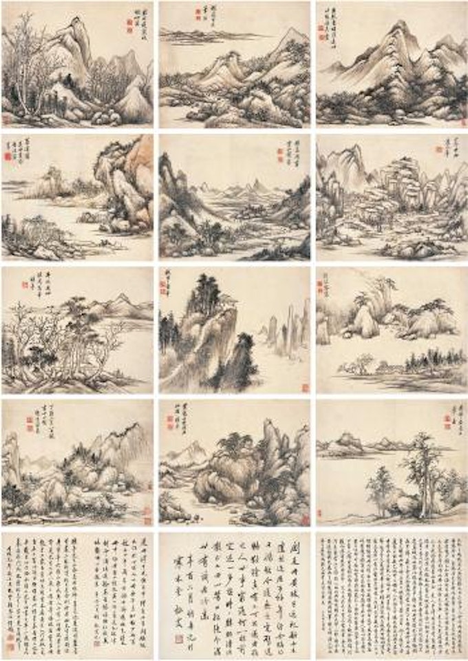 Landscape album after ancient masters by Huang Ding
