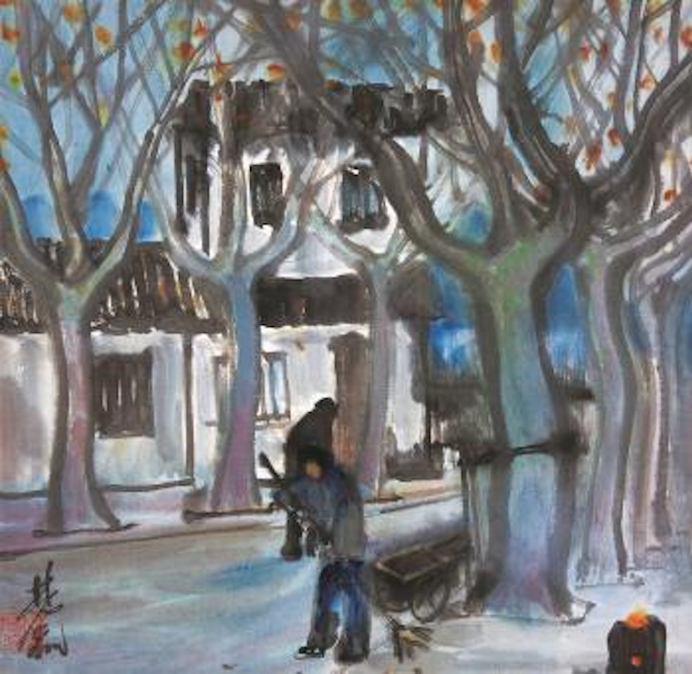 Street in the morning by Lin Fengmian