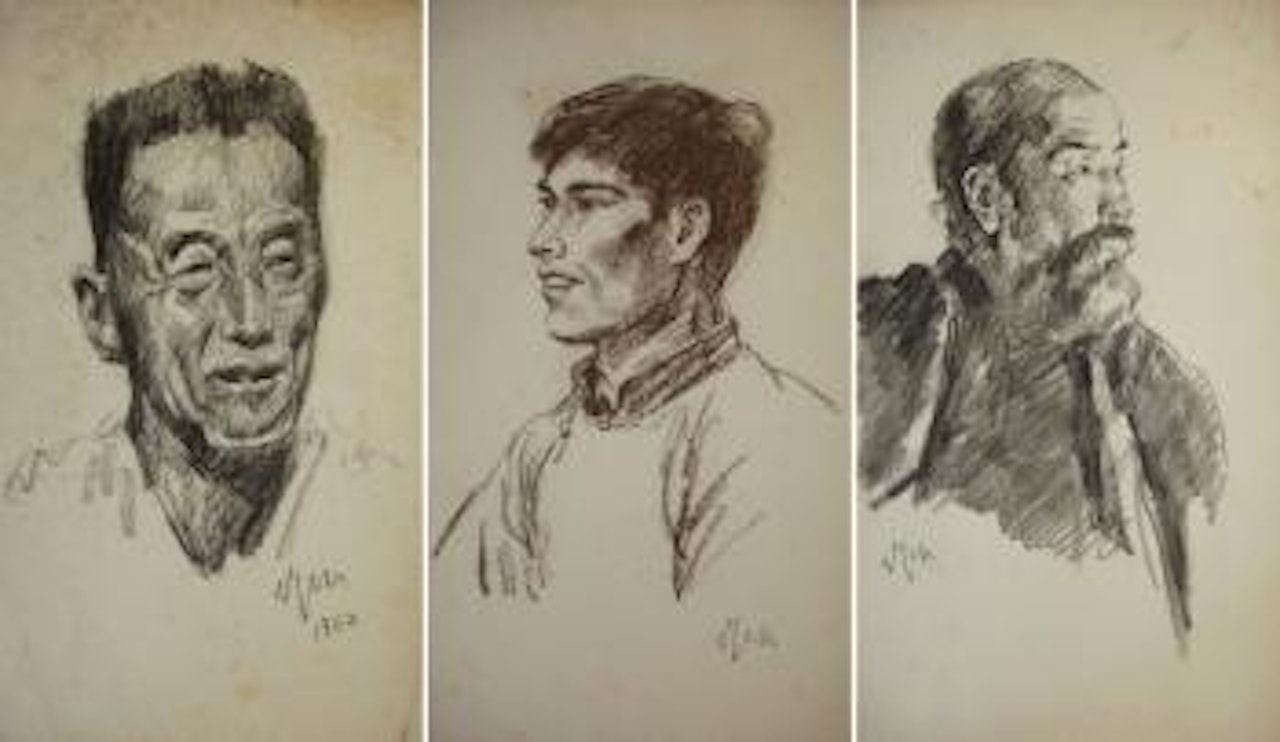 Male Portrait [Three Works] by Wu Zuoren
