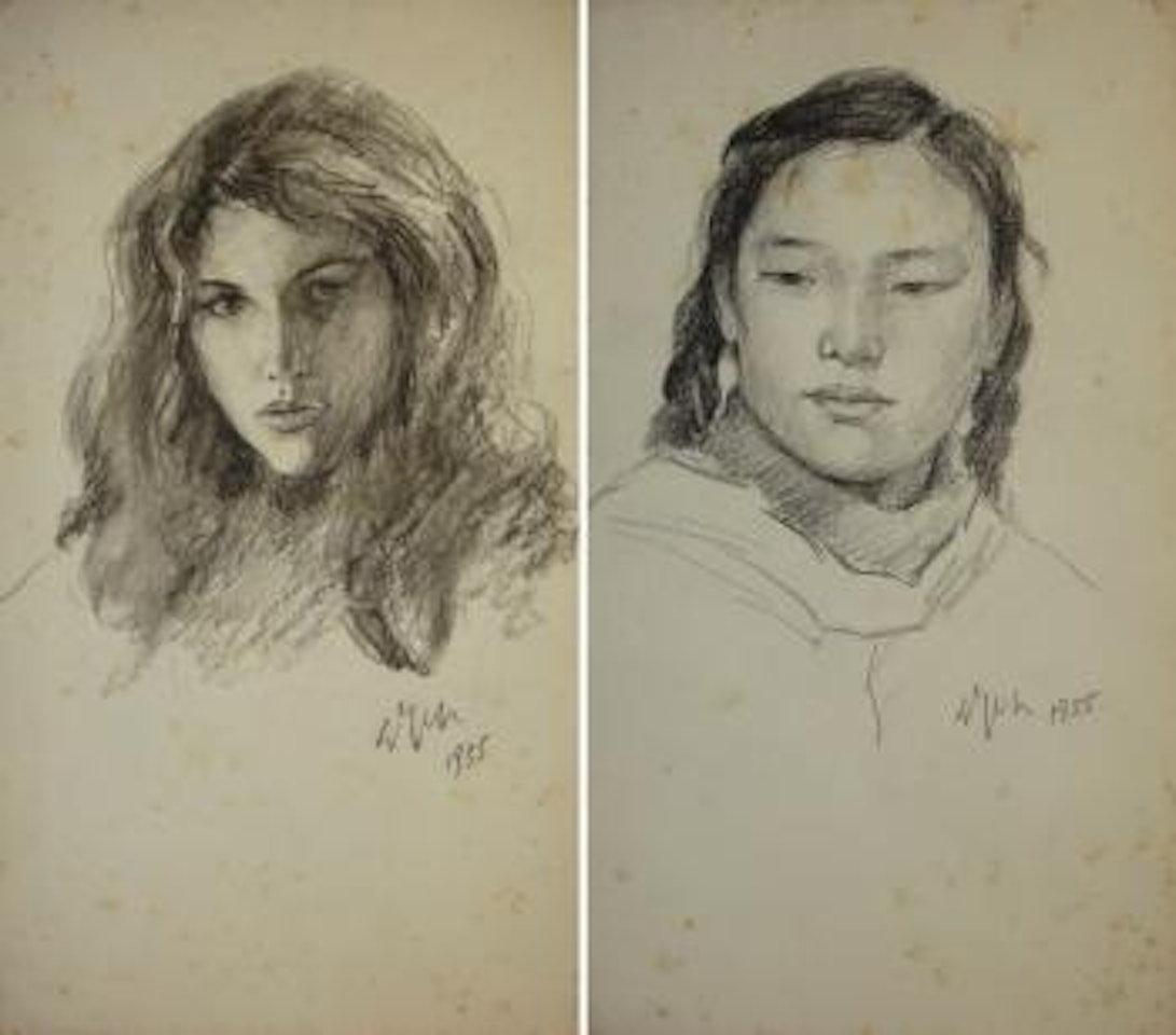Female Portrait [Two Works] by Wu Zuoren