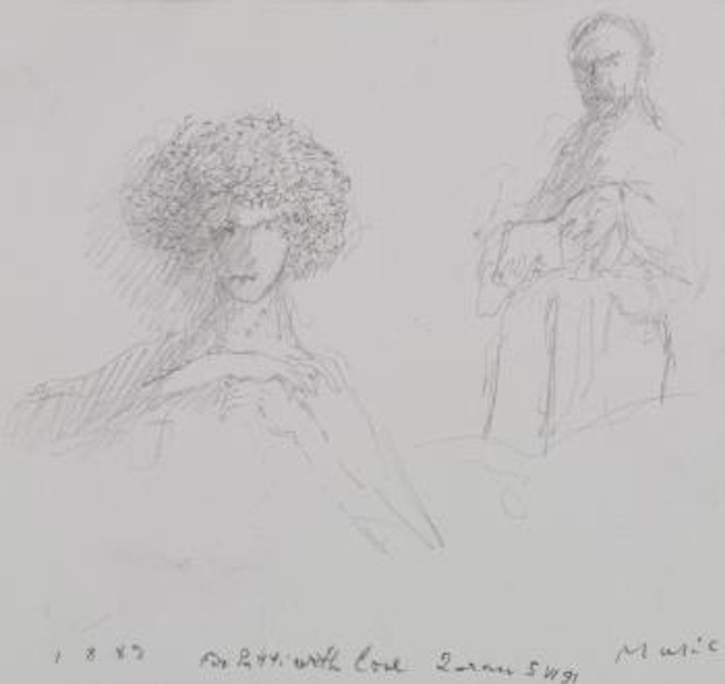 Self-portrait, Portrait Of Ida And Ida And Zoran: Three Drawings by Zoran Antonio Music