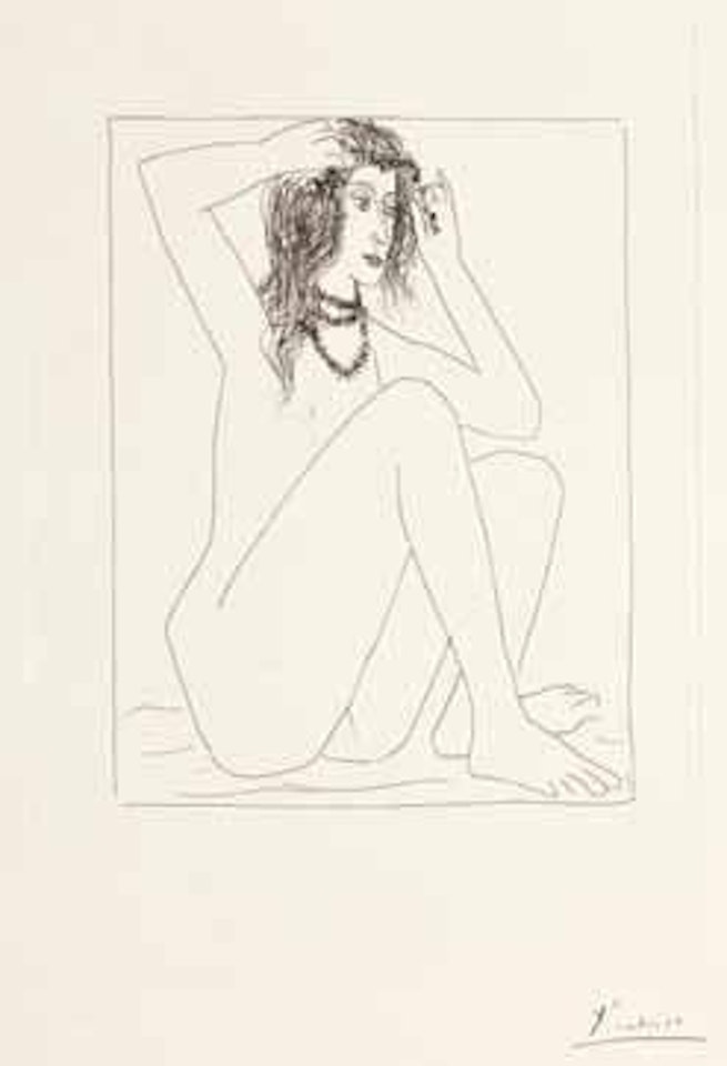 Femme nue se couronnant de fl eurs, pl. 2 (from Suite Vollard) by Pablo Picasso