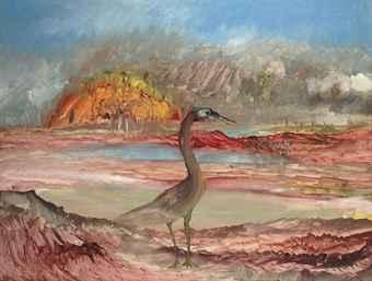 Bird in landscape by Sidney Nolan