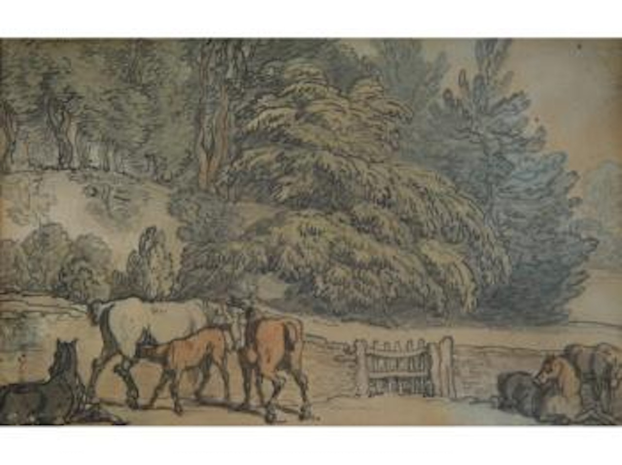 Mares and foals by Thomas Rowlandson