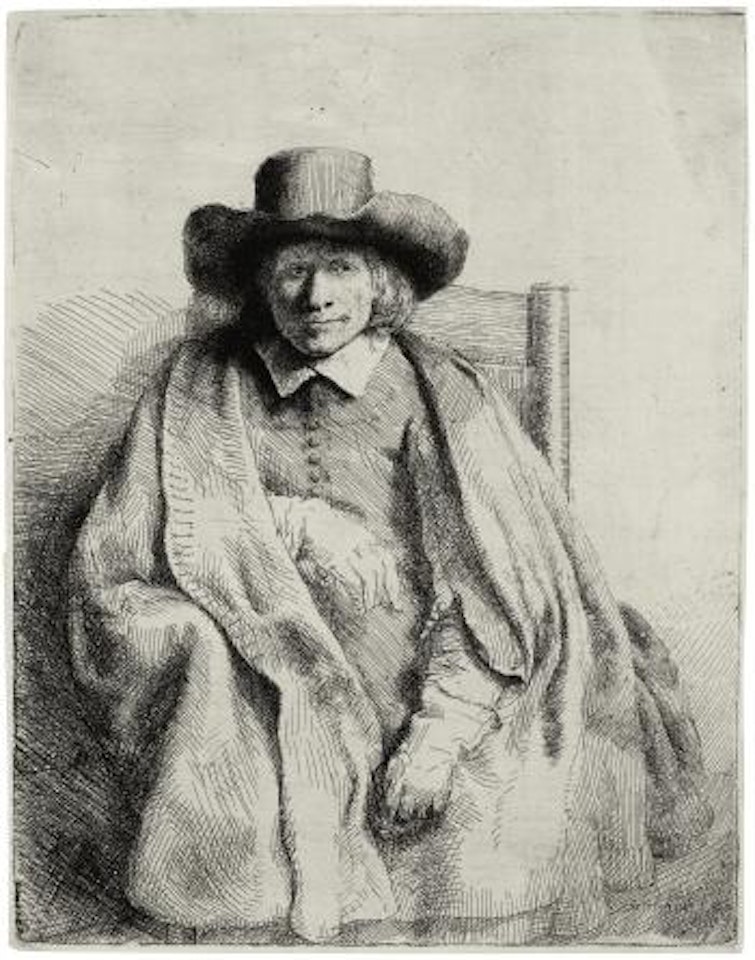 Clement De Jonghe, Printseller (b., Holl. 272, h. 251, Bb. 51-c) by Attributed to Rembrandt Harmensz van Rijn