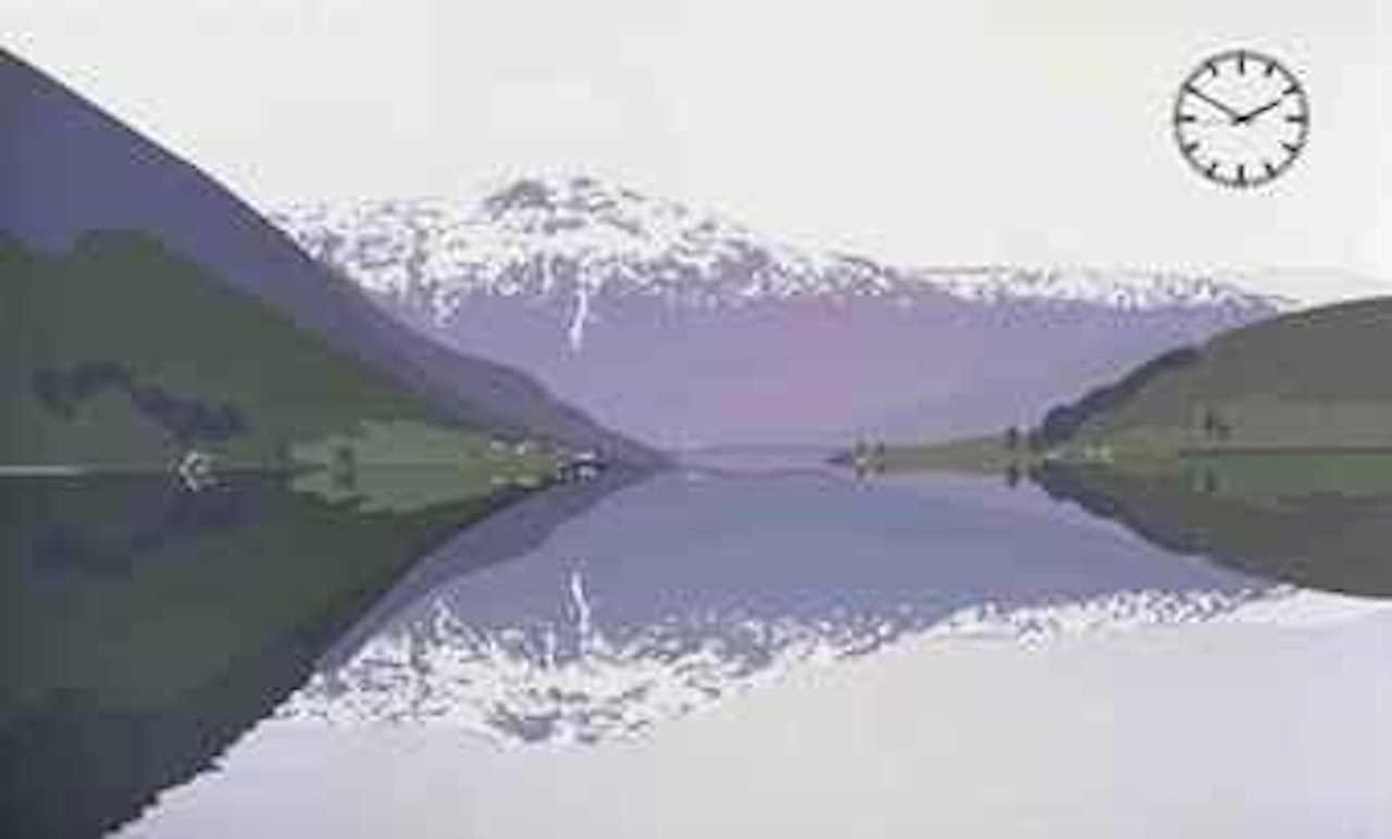 By driving fast I reached the end of the fjord... by Julian Opie