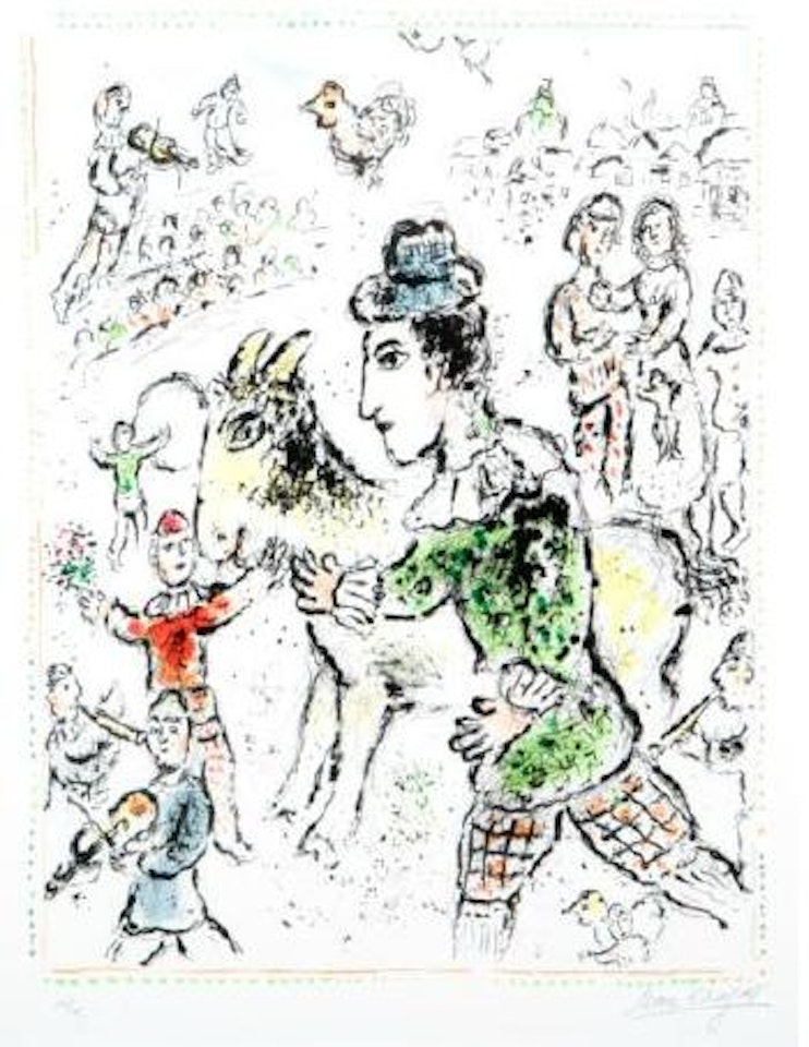 Clown a la chèvre jaun by Marc Chagall