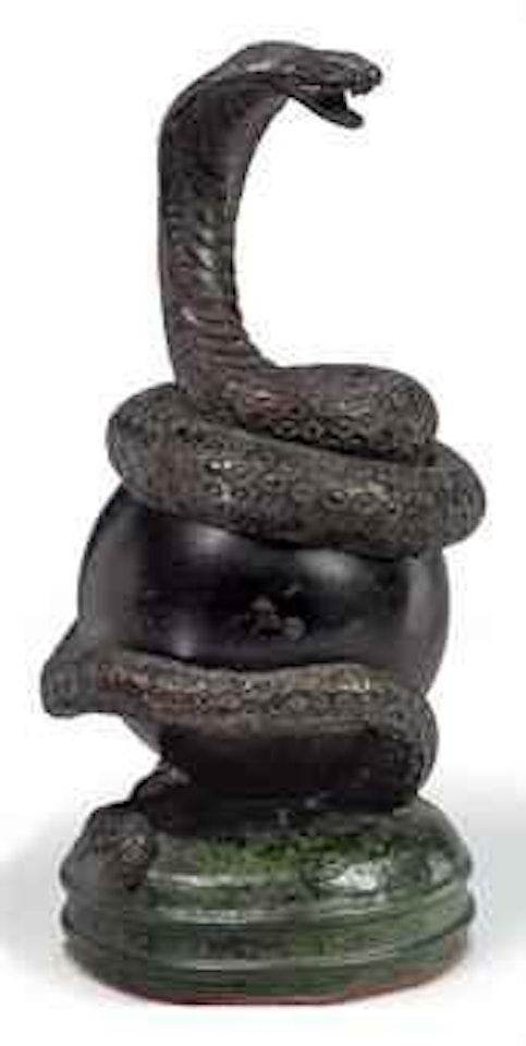 A Parcel-Gilt and Patinated Bronze Paperweight by Jean Dunand