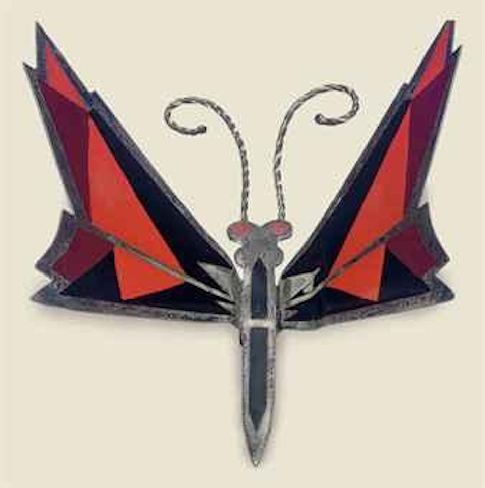 A Silvered and Lacquered Metal Clip by Jean Dunand