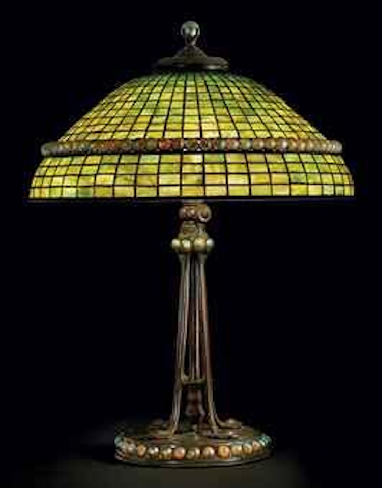 A Leaded Glass and Bronze Table Lamp by Tiffany Studios