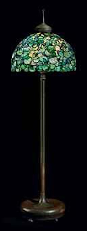 A Snowball Leaded Glass and Bronze Floor Lamp by Tiffany Studios