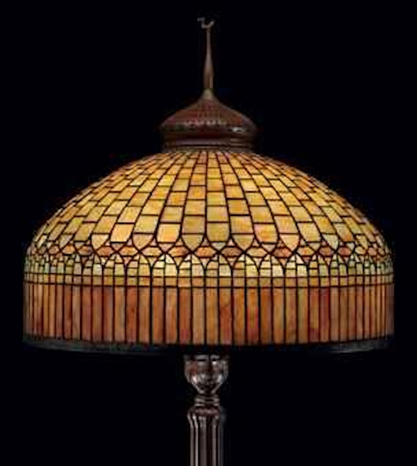 A Curtain Border Leaded Glass Shade by Tiffany Studios