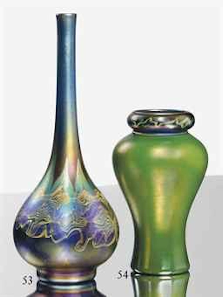 A Green Tel-el-Amarna Favrile Glass Vase by Tiffany Studios