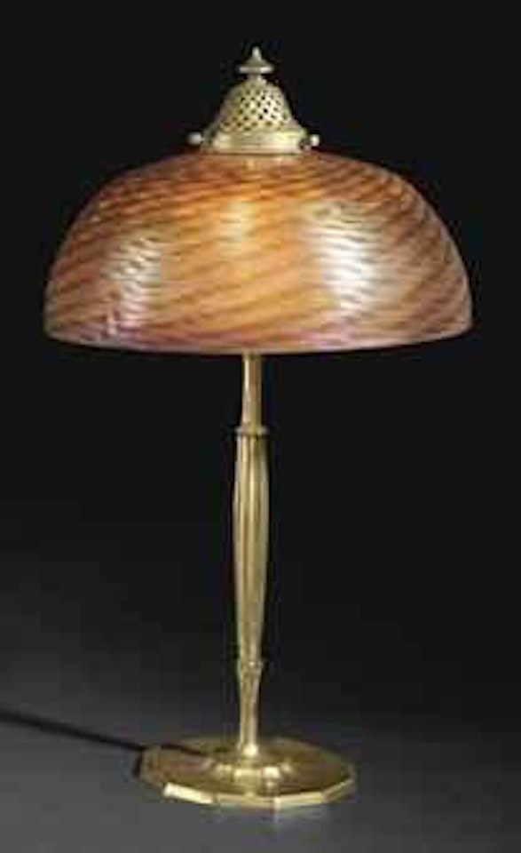A Favrile Glass and Gilt-Bronze Table Lamp by Tiffany Studios