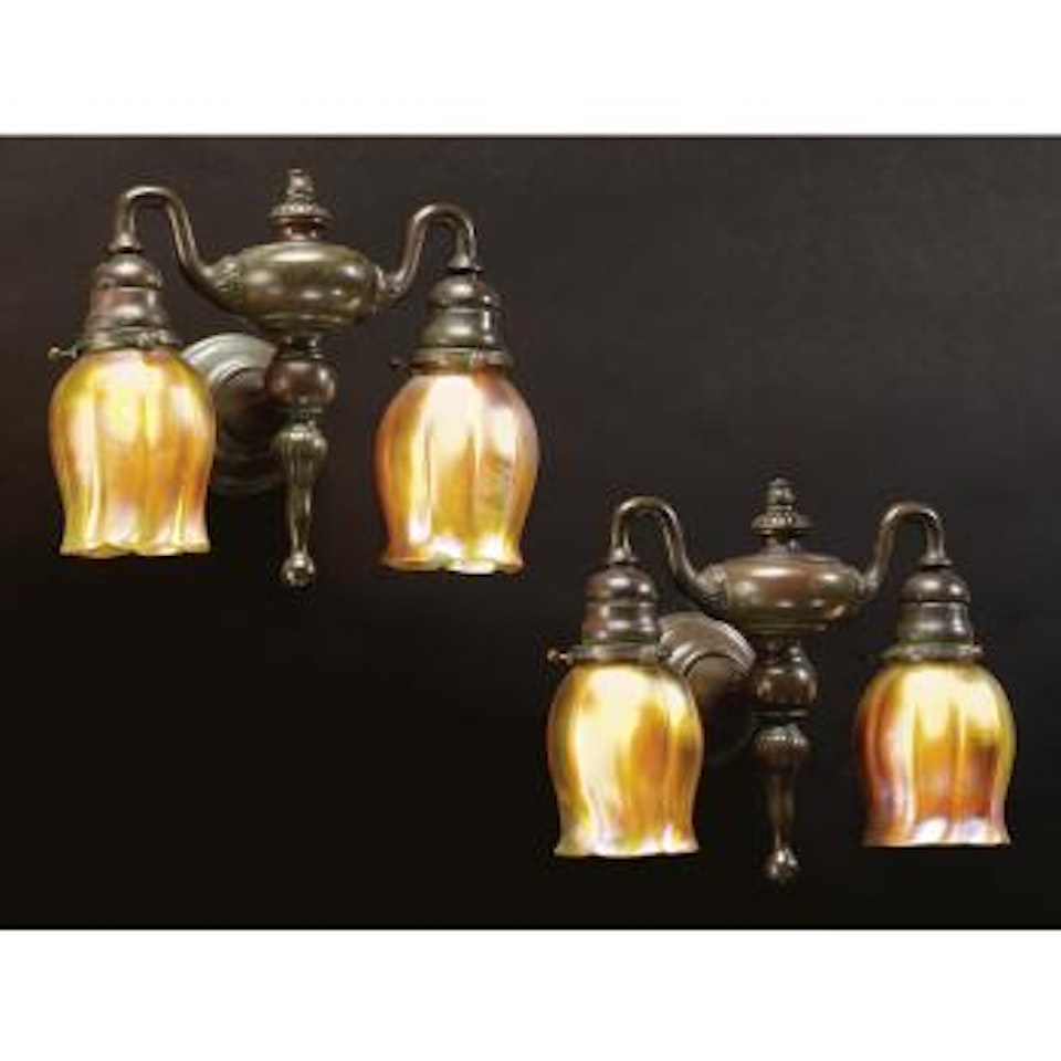 Pair Of Two-light Tulip Sconces by Tiffany Studios