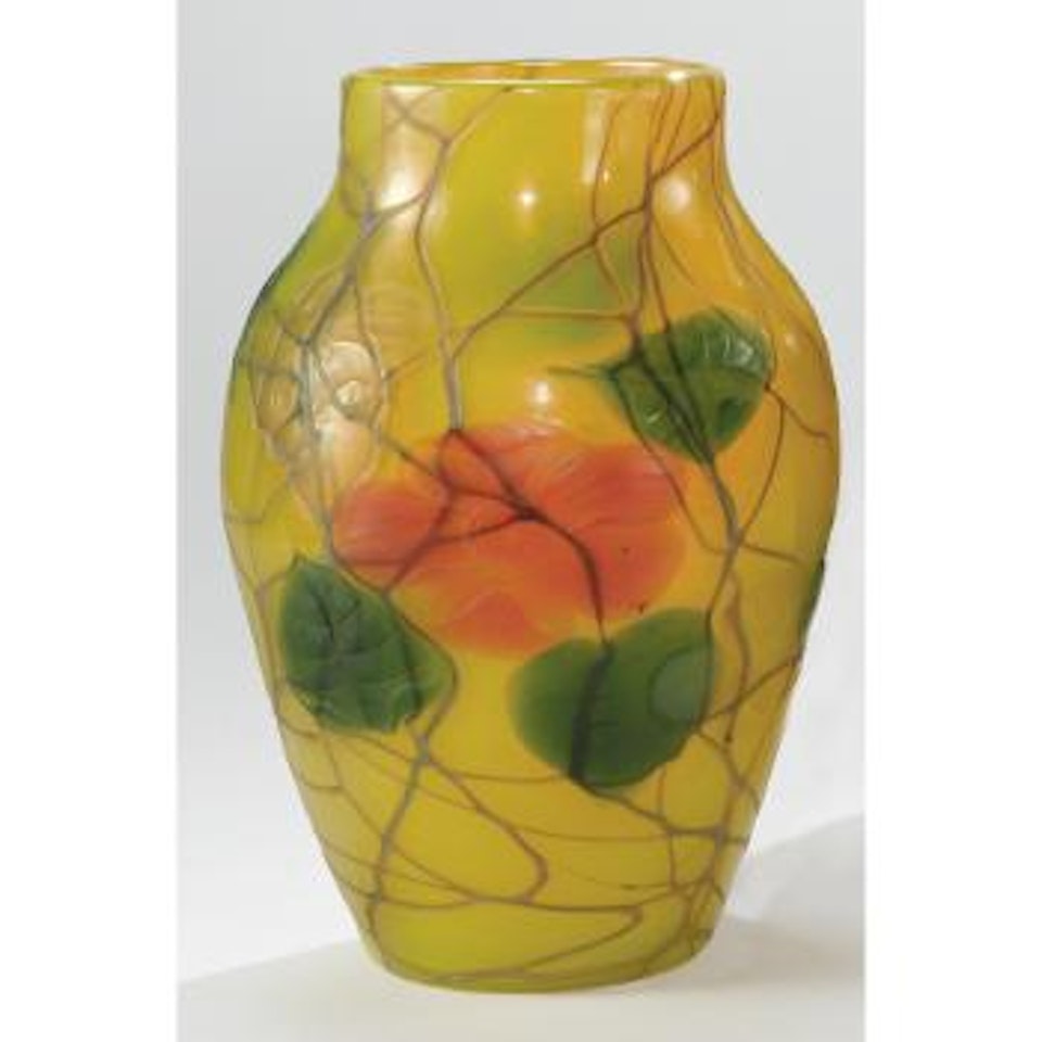 Applied And Carved Cameo Nasturtium Vase by Tiffany Studios