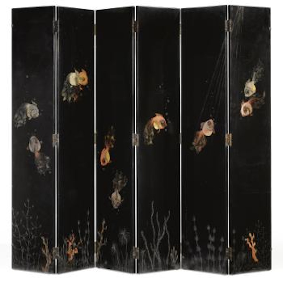 Six-panel Fish Screen by Jean Dunand