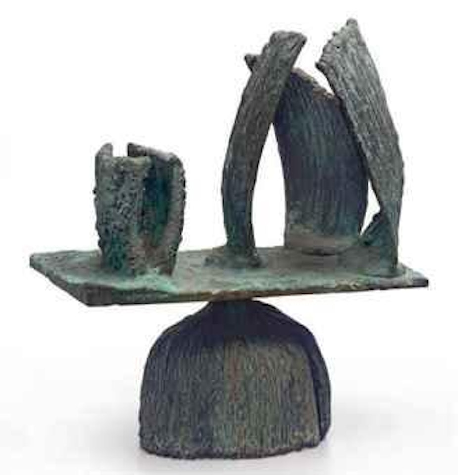 A Patinated Bronze Two-Panel Sculpture by Harry Bertoia