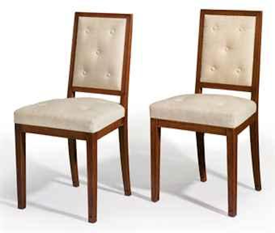 A Pair of Upholstered Oak Side Chairs by Jean-Michel Frank