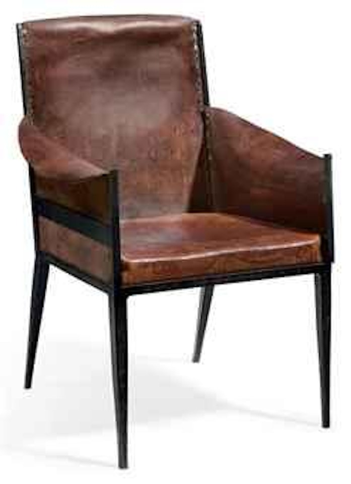 A Leather and Wrought-Iron Armchair by Jean-Michel Frank