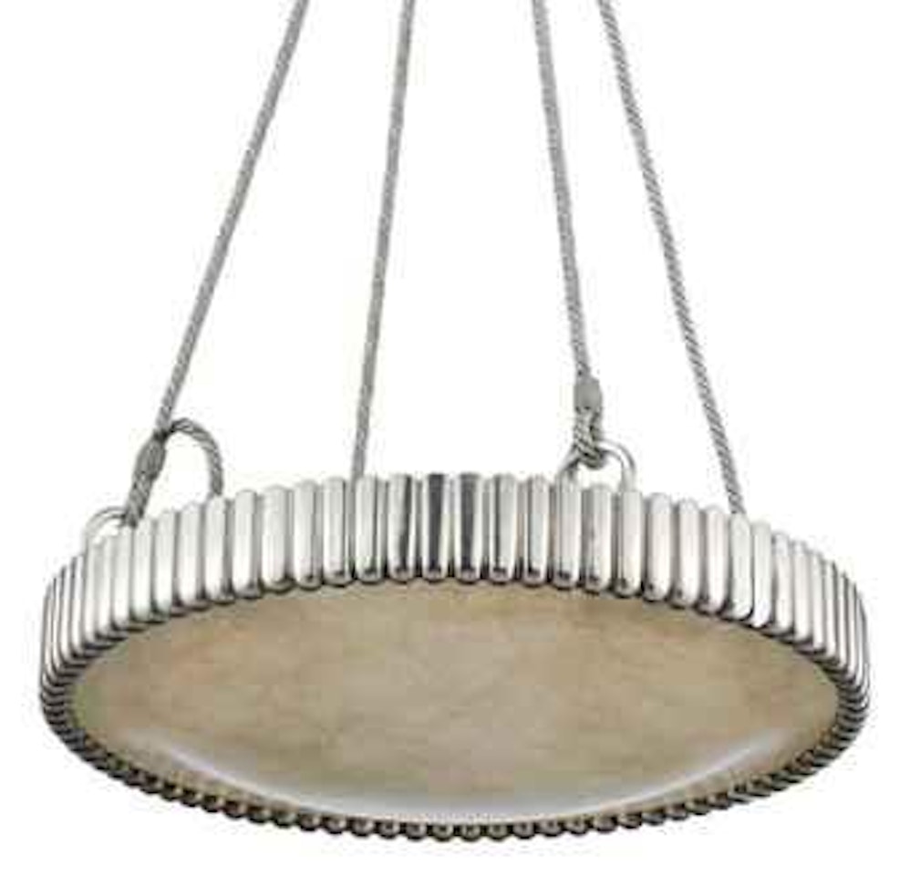 A Silvered-Bronze and Alabaster Chandelier by Emile-Jacques Ruhlmann