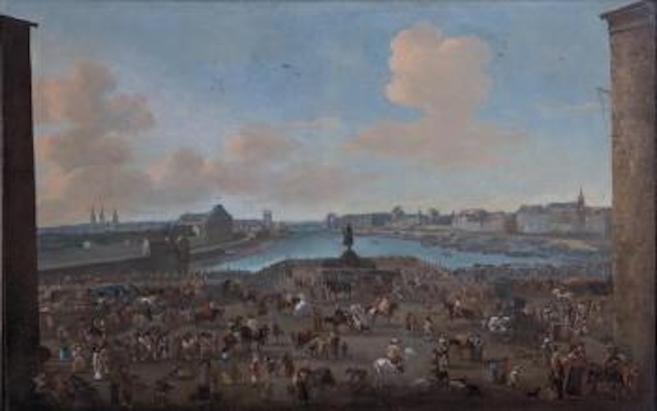 Le Pont-Neuf, vue de l'entrèe de la place Dauphine, le quai Malaquais avec le Collège des quatre Nations et la Grande Galerie du Louvre by Pieter Bout