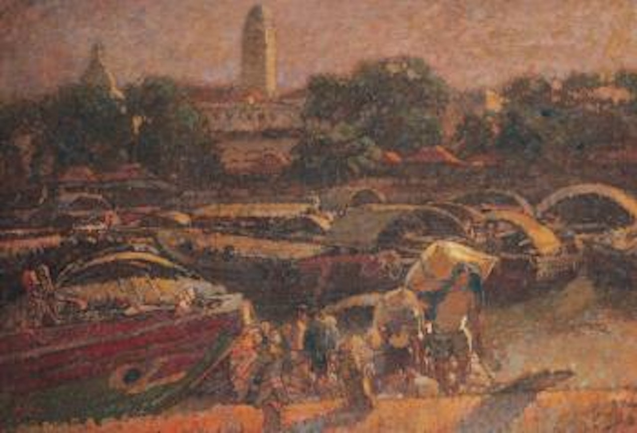 Unloading Rice (Boat Quay) by Lee Man Fong