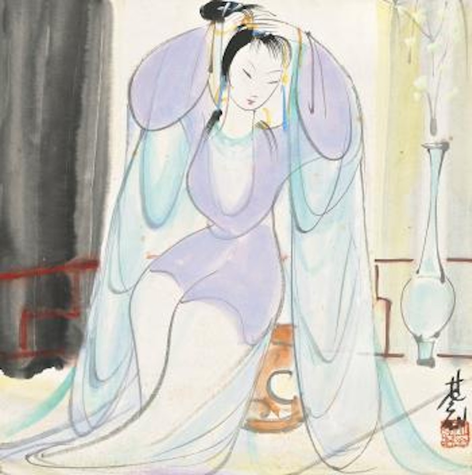 Lady Combing Her Hair by Lin Fengmian