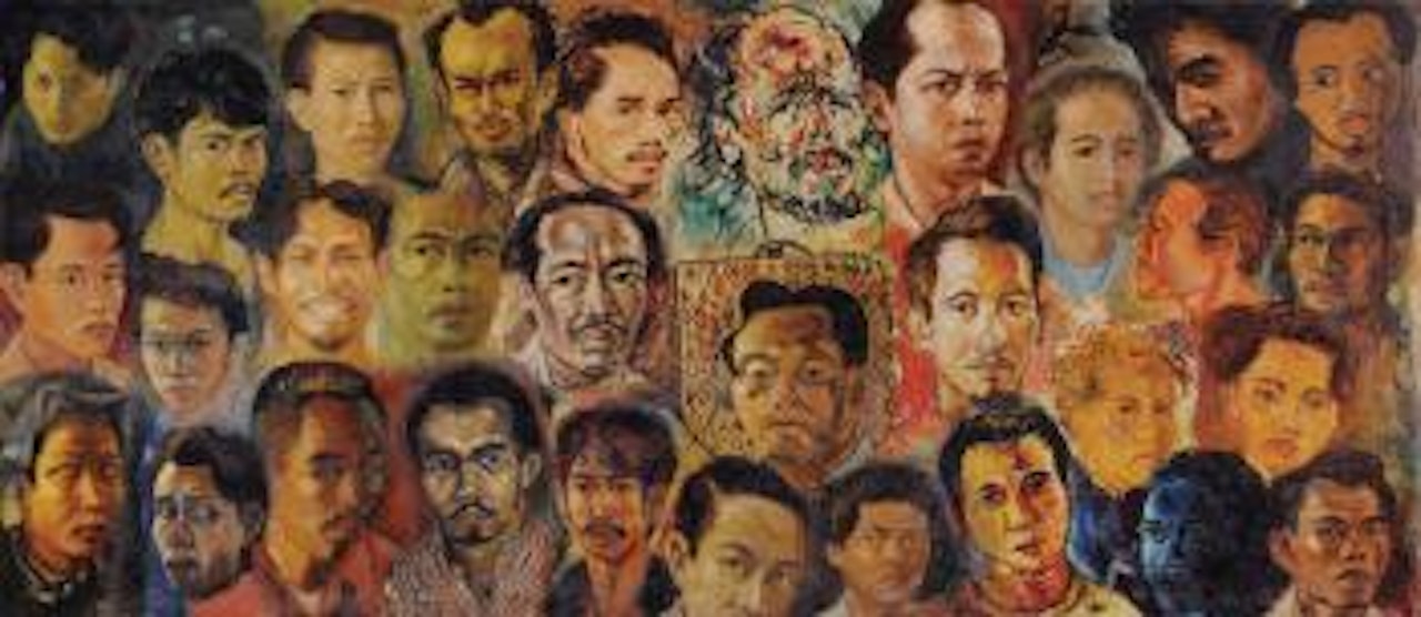 Self Portrait Of Various Artists by Affandi
