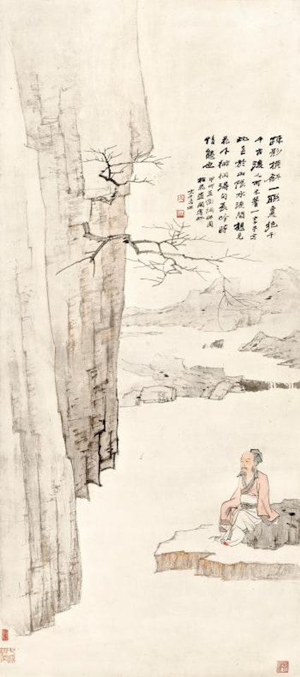 Seeking Inspiration Under Plum Blossoms by Zhang Daqian