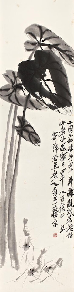 Shrimps And Taro Leaves by Qi Baishi