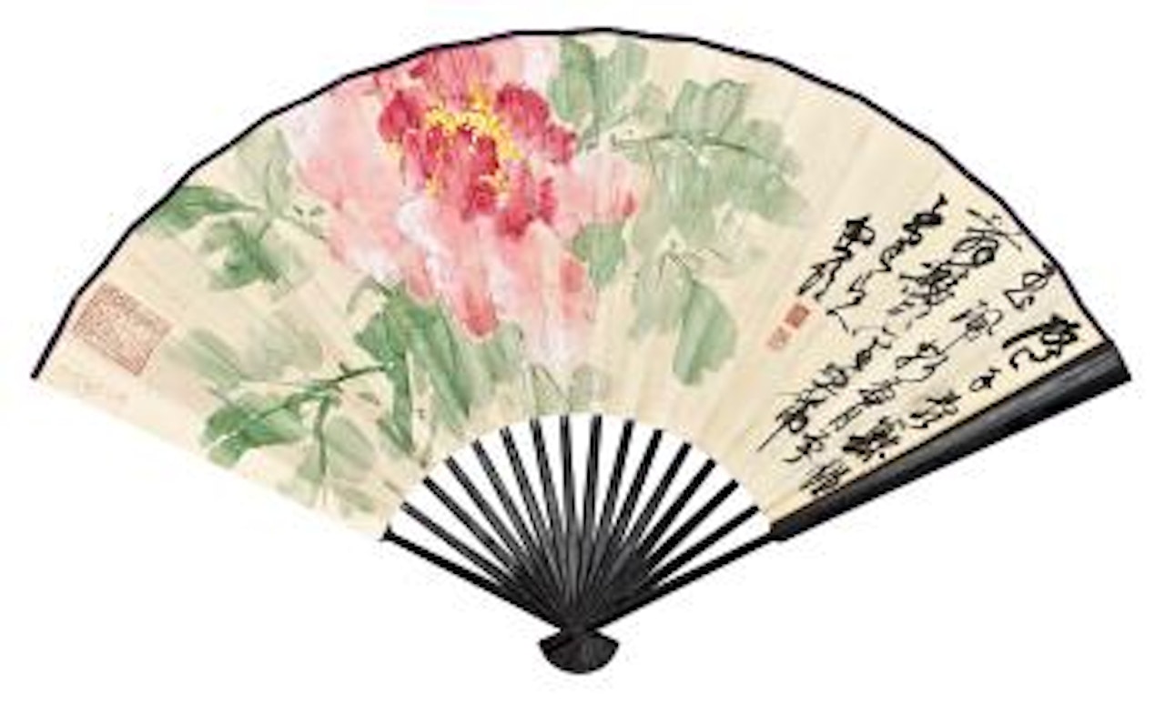 Peonies; Calligraphy by Xie Zhiliu