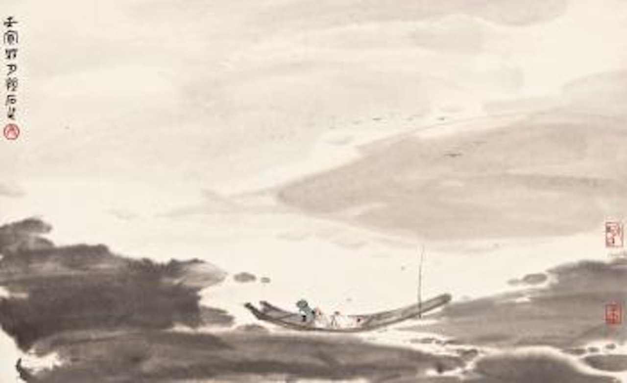 Watching The Wild Geese From A Boat by Fu Baoshi